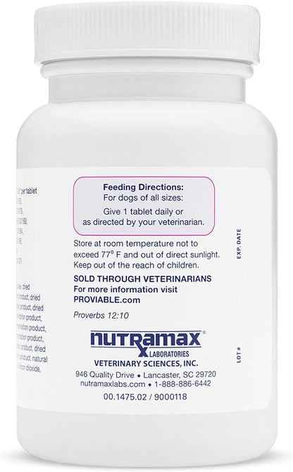 Nutramax Laboratories Proviable Digestive Health Supplement Multi-Strain Probiotics and Prebiotics for Dogs, With 7-Strains of Bacteria, 60 Chewable Tablets