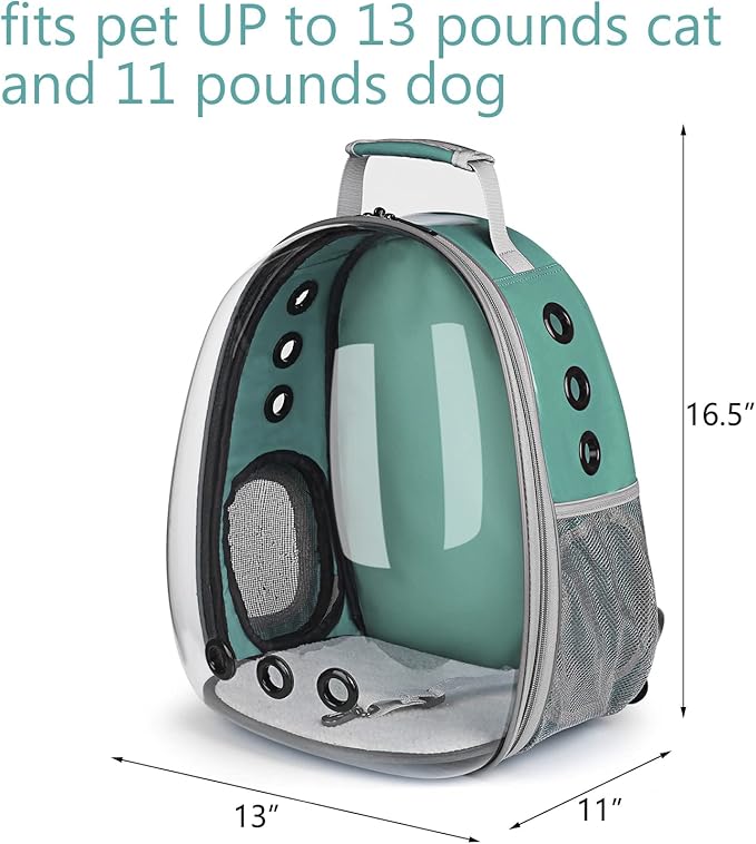 Lollimeow Cat Bubble Backpack Pet Travel Carrier for Cats and Dogs(Classic Green)