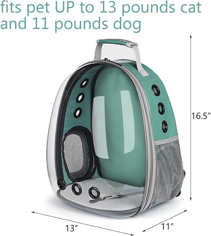 Lollimeow Cat Bubble Backpack Pet Travel Carrier for Cats and Dogs(Classic Green)
