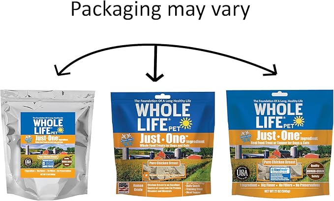 Whole Life Pet Just One Chicken Dog and Cat Value Packs - Human Grade, Freeze Dried, One Ingredient - Protein Rich, Grain Free, Made in The USA