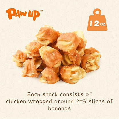 Grain Free Dog Treats Chicken Wrapped Banana Slice, Rawhide and Gluten Free, w/Taurine Low Fat Healthy Chewy Training Treats, for Small Medium Large Dogs, 12.5 oz