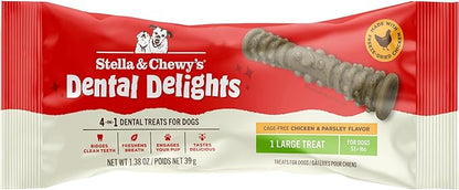 Stella & Chewy's Dental Delights with Freeze-Dried Chicken - Large Dental Treats for Dogs, Single Serve