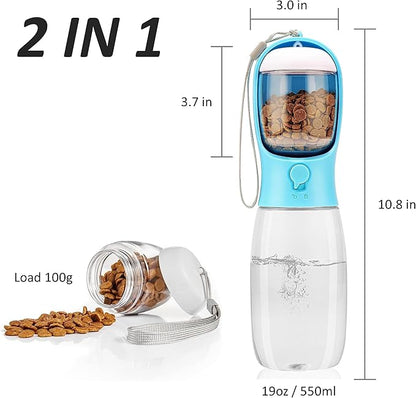 Dog Water Bottle, Leak Proof Portable Pet Water Bottles for Dogs, Puppy Water Dispenser with Drinking Feeder for Travel (19oz New Version)