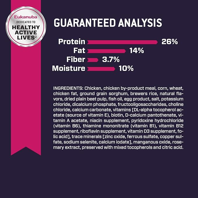 Eukanuba Dry Large Breed Puppy Food, Dry Dog Food for Puppies with Protein, DHA and Vitamins to Support Healthy Growth, 30 lb Bag