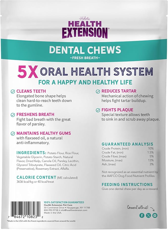 Health Extension Dog Chew Bone Treats, Puppy Training Treat, Medium Sticks for Dental Teeth Cleaning & Breath Freshener, Small (Pack of 14)