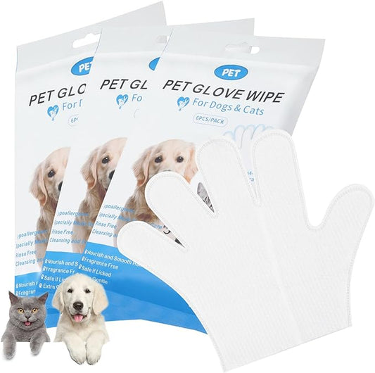 18 PCS Unscented Extra Thick Pet Cleaning Wipes for Dogs & Cats,Dog Washing Bathing Deodorizing Grooming Gloves for Daily Care and Traveling with EDI Water, Tea Tree and Aloe Extract (18)