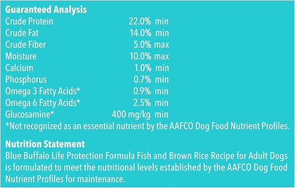 Blue Buffalo Life Protection Formula Natural Adult Dry Dog Food, Fish and Brown Rice 34-lb