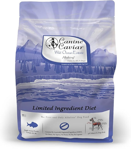 Canine Caviar Wild Ocean Dog Food – Limited Ingredient Alkaline Holistic Dog Food – All Life Stages – Gluten Free, Ultra-Premium Dog Food – Healthy Skin & Coat – Herring & Quinoa – 4.4 lbs