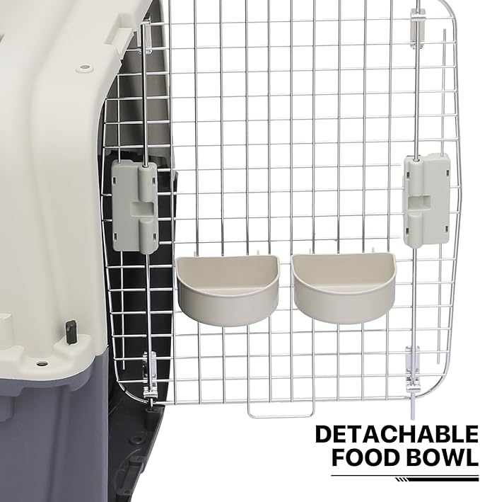 MoNiBloom 32-Inch Plastic Carrier on Wheels for Small/Medium Dogs and Cats, Multifunction Hard Cat Carrier Dog Kennel Ventilation and Security Lock Design for Pets up to 30 Pounds