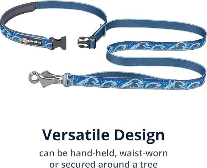 Ruffwear, Crag Dog Leash, Hand-Held or Waist-Worn Reflective with Traffic Handle, Midnight Wave