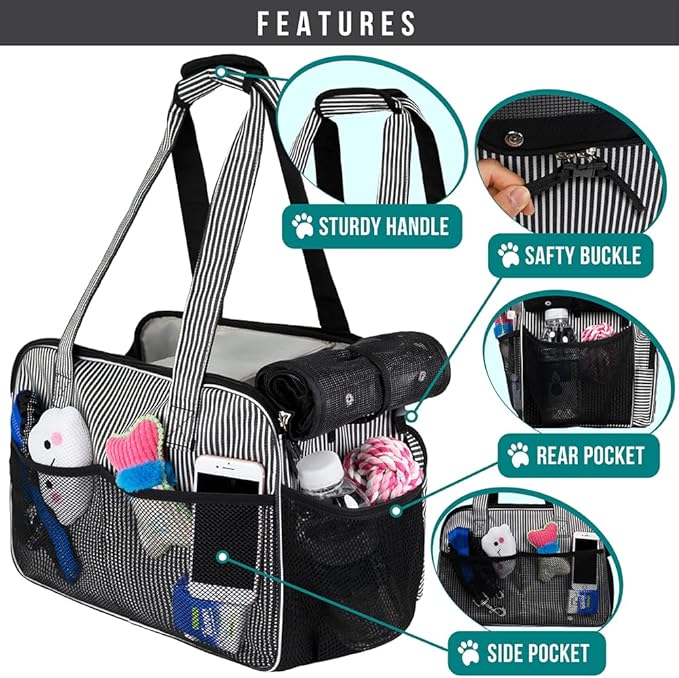 PetAmi Small Dog Purse Carrier, Soft-Sided Pet Carrier Bag with Pockets, Portable Puppy Cat Travel Handbag Tote, Airline Approved Breathable Mesh, Poop Bag Dispenser, Max 18 lbs, Chevron Teal