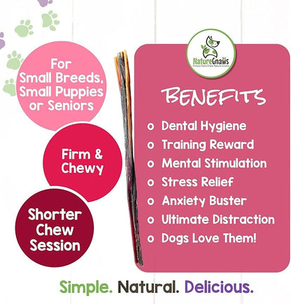 Nature Gnaws Pork Bully Sticks for Dogs - Premium Natural Dental Bones - Long Lasting Dog Chew Treats for Small Dogs & Puppies - Rawhide Free 5-6 inch (Pack of 1)