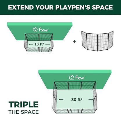 FXW Homeplus Dog Playpen Designed for Indoor Use, 45" Height for Large Dogs, Black│Patented