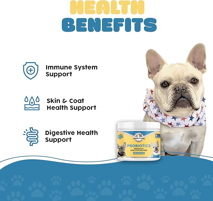 Dog Probiotics, Cat Probiotics, Probiotics for Dogs, Probiotics for Cat, 5 Billion CFUs + Prebiotics + Digestive Enzymes for Digestive Health & Immune Support, Skin & Coat, Dog Probiotic, 90 Grams