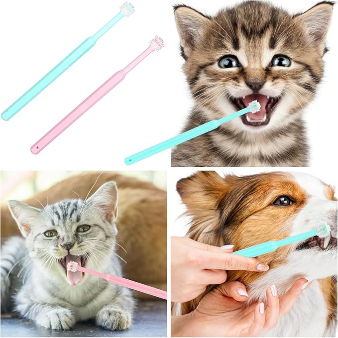 2 Pack Puppy Tooth Brushing Kit, 360 Degree Silicone Dog / Cat Toothbrush Pet Dental Care Dog Oral Hygiene Deep Clean Pet Teeth Cleaning Tool Soft Bristles Friendly to Gums, Easy to Handle - Small