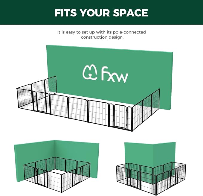 FXW Homeplus Dog Playpen Designed for Indoor Use, 24" Height for Puppy and Small Dogs, Black│Patented