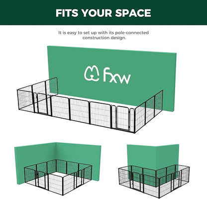 FXW Homeplus Dog Playpen Designed for Indoor Use, 24" Height for Puppy and Small Dogs, Black│Patented