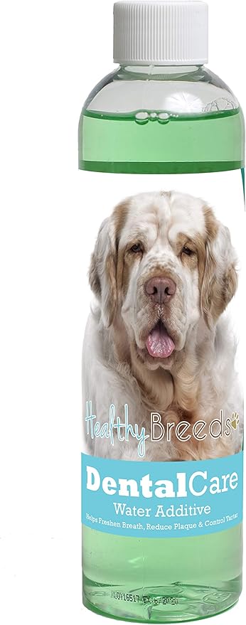 Healthy Breeds Dog Dental Care Water Additive for Clumber Spaniel - Helps Freshen Breath, Reduce Plaque & Control Tartar - Mint Flavor - 8 oz
