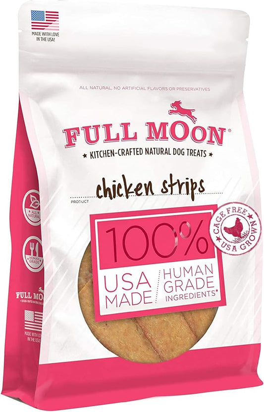 Full Moon Chicken Strips Healthy All Natural Dog Treats Human Grade Made in USA Grain Free 12 oz