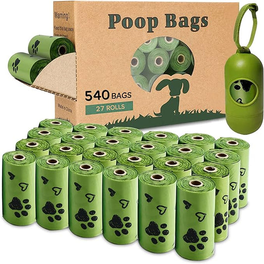 Dog Poop Bag, Biodegradable - 540 Count Dog Waste Bags with Dispenser, Extra Thick Strong Leak proof Doggy Poop Bags| Scented