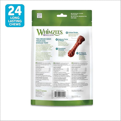 WHIMZEES by Wellness Small Dental Chews for Dogs, Grain-Free, No Artificial Colors, Freshens Breath, Long-Lasting Treats, VOHC Accepted, 24 Count(Pack of 1)