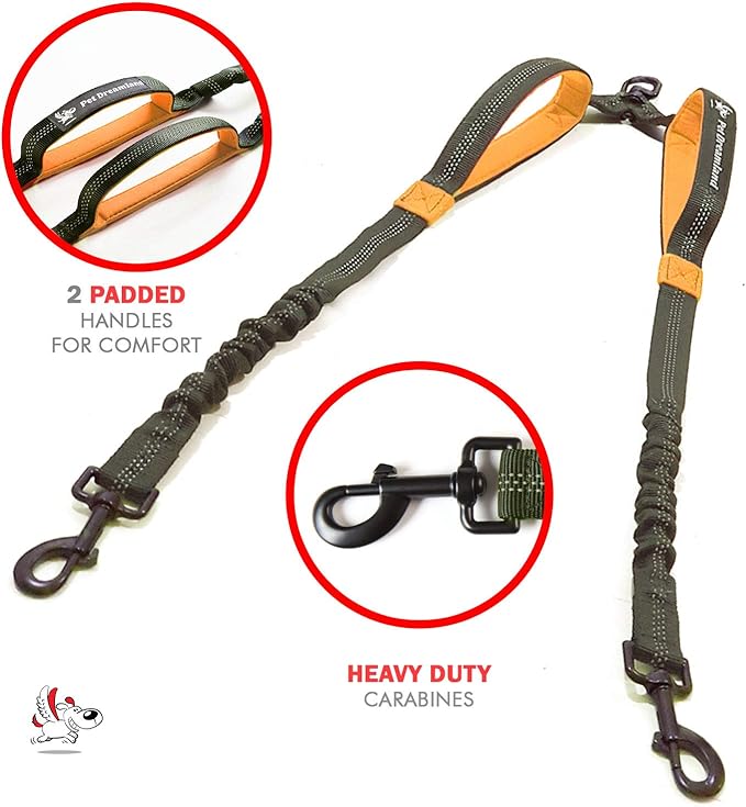 Exquisite Two Dog Leash Splitter | Double Dog Leash for Large Dogs Heavy Duty | No Tangle 2 Dog Leash Coupler | Dual Dog Leash Attachment | Retractable Dual Leashes for 2 Dogs