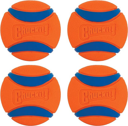 Chuckit Ultra Ball Dog Toy, Medium (2.5 Inch Diameter) Pack of 4, for Breeds 20-60 lbs