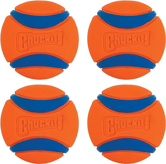 Chuckit Ultra Ball Dog Toy, Medium (2.5 Inch Diameter) Pack of 4, for Breeds 20-60 lbs