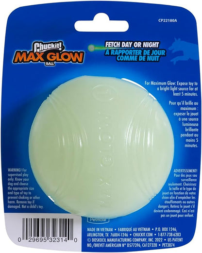 Chuckit! Max Glow Ball Dog Toy, Large (3 Inch Diameter) for Dogs 60-100 lbs, Pack of 1