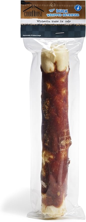 K-9 Cookhouse Duck Jerky Wrapped Retriever Dog Treat, 10-Inch