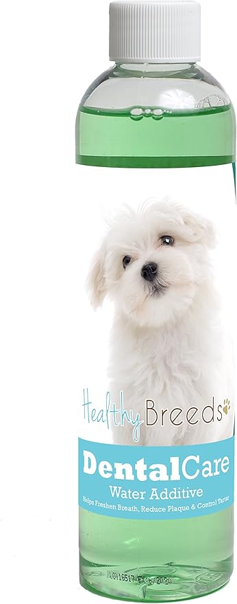 Healthy Breeds Dog Dental Care Water Additive for Maltese - Helps Freshen Breath, Reduce Plaque & Control Tartar - Mint Flavor - 8 oz