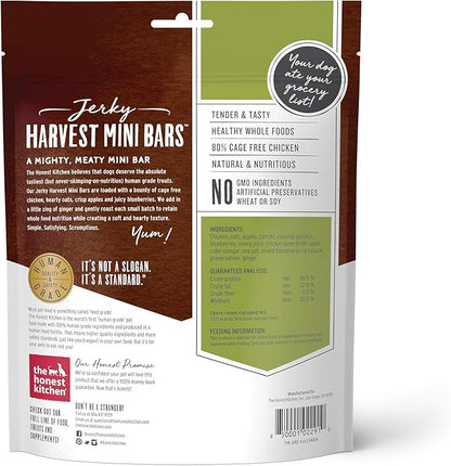 Variety Pack (2) Honest Kitchen Jerky Harvest Mini Bars Dog Treats (4-oz Bags) with AuroraPet Wipes