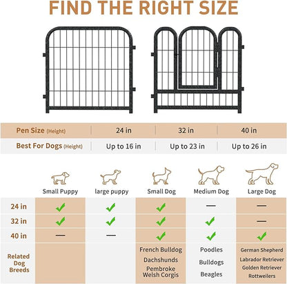 Metal Dog Playpen, 40 Inch Height 8 Panels, Ideal Dog Fence for Large/Medium/Small Dogs Indoor & Outdoor Bliss, Perfect Dog Pen for Camping, Yard, and RV | Black-Silver