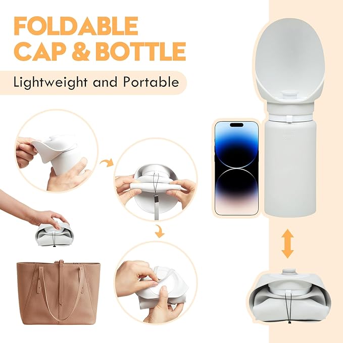 Silicone Dog Water Bottle, Dog Travel Water Bottle Foldable Extra Wide Cup, Lightweight Portable Dog Water Bottle with 2 Metal Pet Tag,Easy to Clean Also for Dog, Cat and Other Pets.