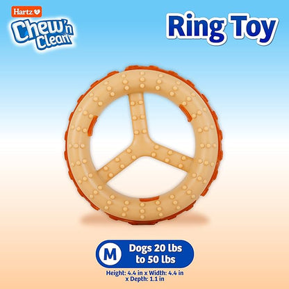 Hartz Chew ‘n Clean Chew Toy and Treat in One Chicken Flavored Ring Dog Toy, Medium