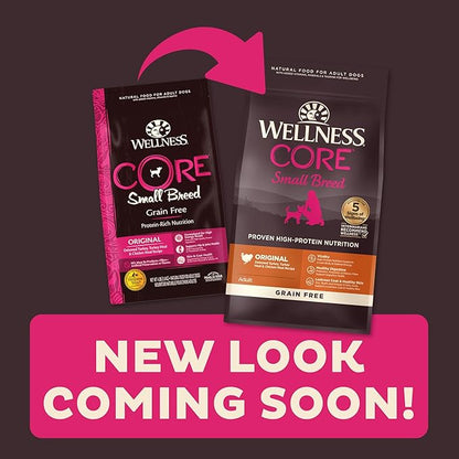 Wellness Natural Pet Food CORE Grain-Free High-Protein Small Breed Dry Dog Food, Natural Ingredients, Made in USA with Real Meat (Adult, Turkey, 4-Pound Bag)