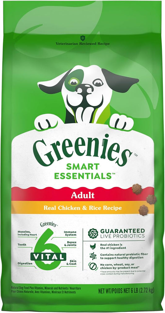 Greenies Smart Essentials Adult High Protein Dry Dog Food Real Chicken & Rice Recipe, 6 lb. Bag