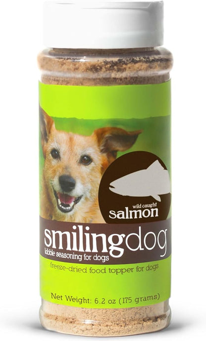 Herbsmith Kibble Seasoning – Freeze Dried Salmon – DIY Raw Coated Kibble Mixer - Dog Food Topper for Picky Eaters, 6.2 oz