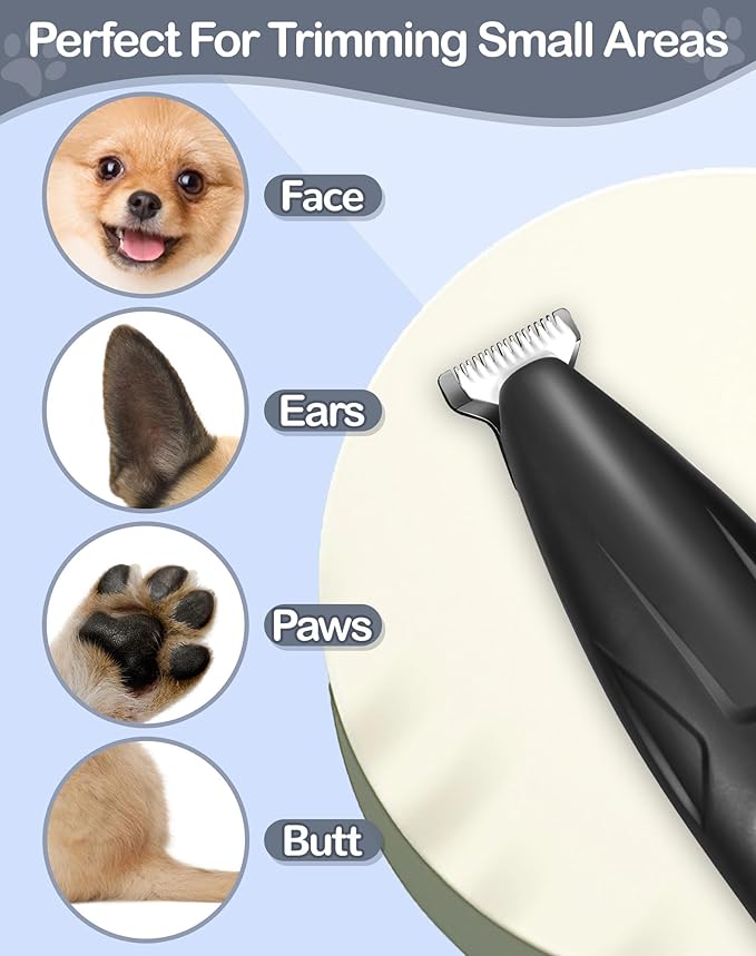 Dog Clippers for Grooming, 2 Speed Low Noise Cordless Dog Paw Trimmer, Rechargeable Small Pet Hair Trimmer for Grooming, Cat Hair Clippers Shaver for Paws, Eyes, Ears, Face, Rump (Black)