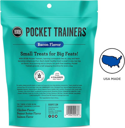 BIXBI Pocket Trainers, Bacon (6 oz, 1 Pouch) - Small Training Treats for Dogs - Low Calorie and Grain Free Dog Treats, Flavorful Pocket Size Healthy and All Natural Dog Treats