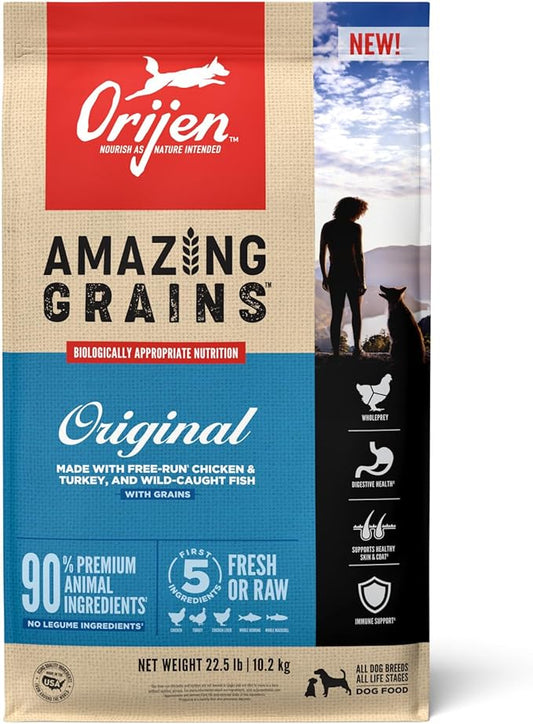 ORIJEN AMAZING GRAINS Original Dry Dog Food, High Protein Dog Food, Fresh or Raw Ingredients
