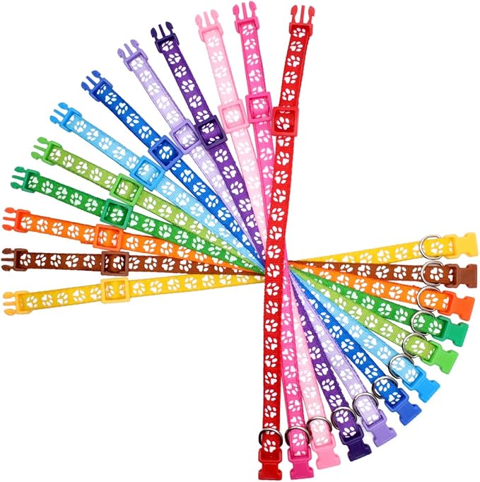 YOY 12 pcs/Set Soft Nylon Puppy Whelping ID Collars - Adjustable Reusable Washable Baby Dog ID Bands Pet Identification for Breeders, Neck 8" - 13"