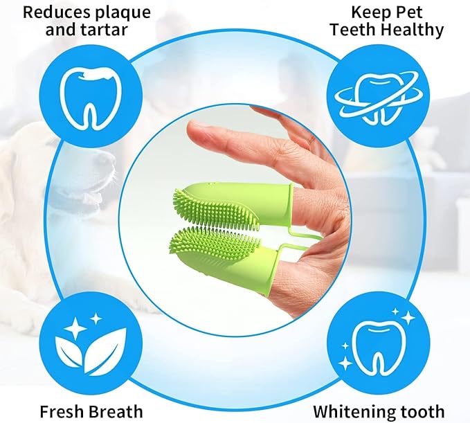 10 Pack Dog Finger Toothbrush Dog Teeth Cleaning Brush 2-Finger Dog Tooth Brushing Kit Dog Cat Toothbrush with Bristles Puppy Dental Care Toothbrush for Small Medium Dog Cat Pet