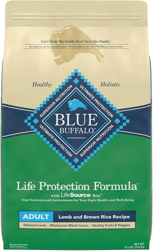 Blue Buffalo Life Protection Formula Natural Adult Dry Dog Food, Lamb and Brown Rice 15-lb