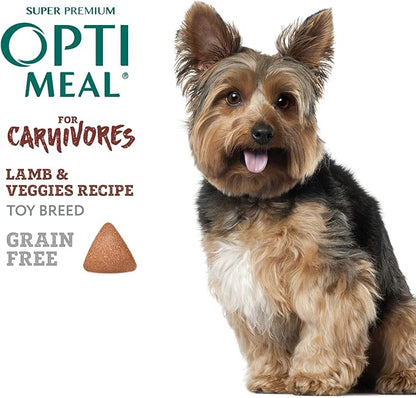 OPtimeal Grain-Free Dog Food - Proudly Ukrainian - Non-Grain Dog Food Dry Recipe, Dry Dog Food to Support Healthy Weight Maintenance - Toy Breeds (3.3 lbs, Lamb & Veggies)