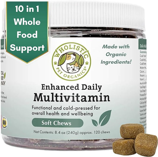 Wholistic Pet Organics: Multivitamin Chews for Dogs Organic Homemade Dog Treat for Medium and Small Dogs Calming Chews for Dogs Food Puppy Multivitamin Probiotics Immune Support Supplement