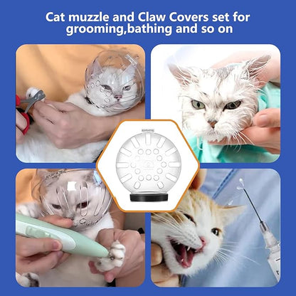Cat Muzzle for Grooming,Bubble Muzzle and Boots for Nail Trimming,Cat Grooming Mask with Anti Bite,Cat Astronaut Helmet,Cat Breathable Muzzle and Silicone Paw Covers