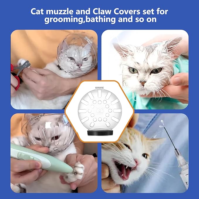 Cat Muzzle for Grooming,Bubble Muzzle and Boots for Nail Trimming,Cat Grooming Mask with Anti Bite,Cat Astronaut Helmet,Cat Breathable Muzzle and Silicone Paw Covers