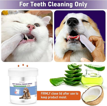 HavenJanny 50pcs Pet Teeth Cleaning Wipes for Dogs and Cats, Dog Dental Wipes for Reducing Plaque and Freshening Breath, Disposable Gentle Cleaning and Gum Care Pet Wipes