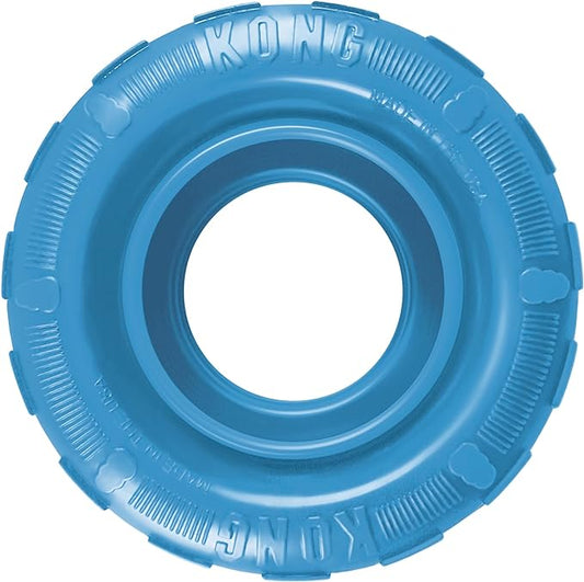 KONG Puppy Tires - Dog Chew Toy for Puppies - Stuffable Dog Toy for Treats & Snacks - Natural Rubber Chew Toy for Teething Puppy - for Medium/Large Puppies - Assorted Colors